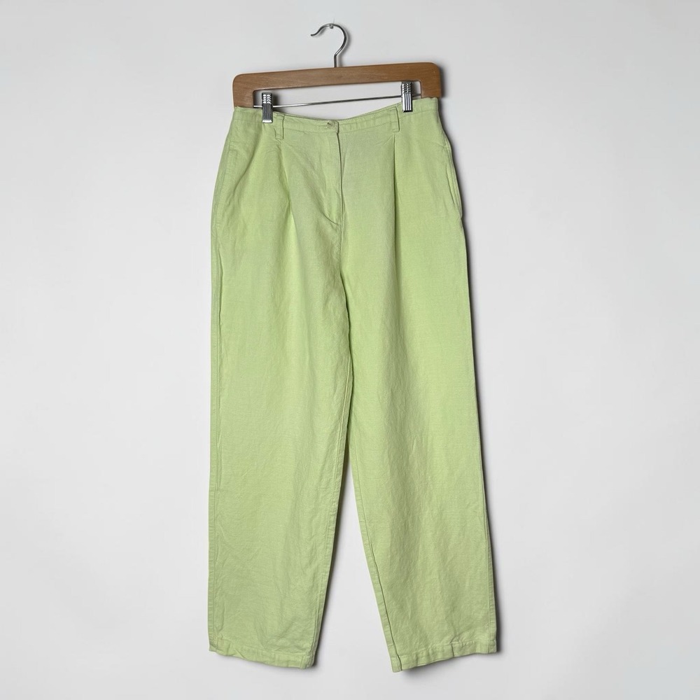 Vintage Liz Claiborne LizSport Linen Pleated High Rise Pants Resort Wear size 10